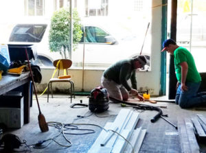 work continues Robbins Village Theater