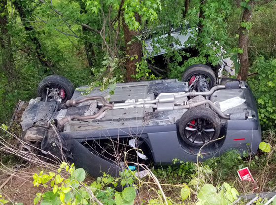 airlifted 2 cars crash down embankment