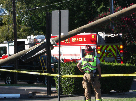 accident takes out power pole on Broad Street Southern Pines