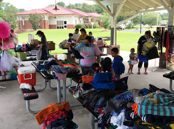 Moore Buddies Mentoring held a free “yard sale” Tuesday at Aberdeen Lake Park.