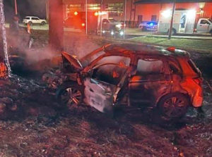 Two escape from fiery crash