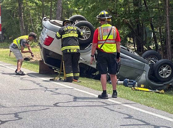 One airlifted after single vehicle rollover in West End