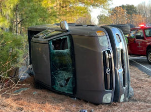 Truck crashes in Cameron