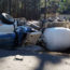Concrete truck overturns in Woodlake
