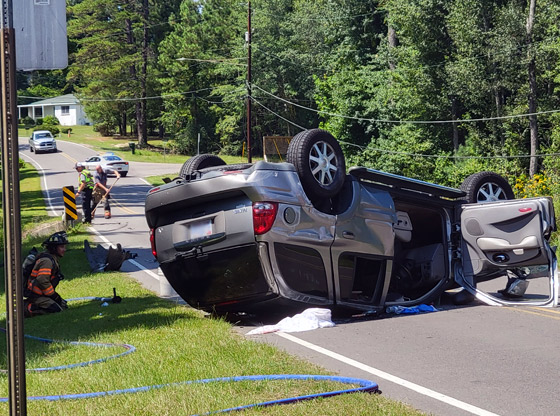 Driver airlifted after vehicle flipped in Taylortown