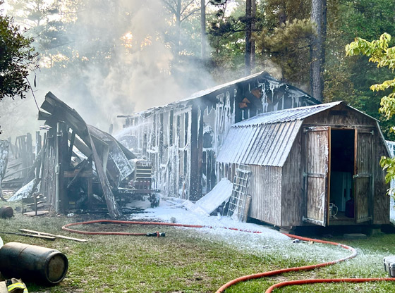 Fire devours storage shed
