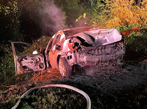 One airlifted after fiery crash 