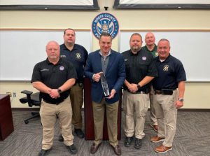 Hudson visits Moore 911 facility, presented with Leadership Legislative Services Award