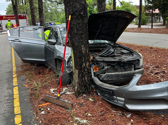 Two injured when car strikes tree on Midland Road