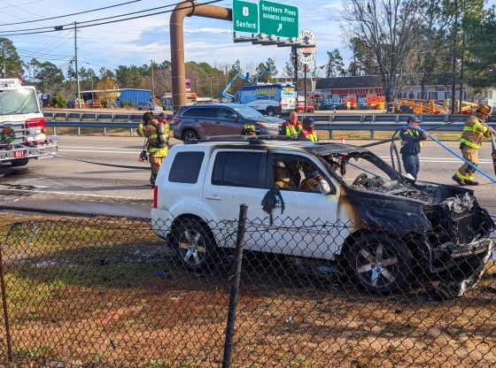 Vehicle fire slows Southern Pines traffic