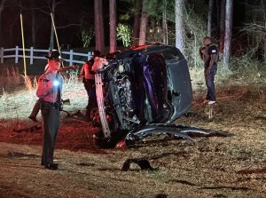 Man apprehended after crashing car, fleeing on foot