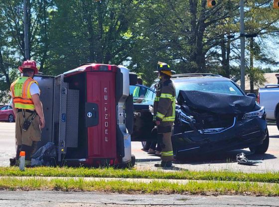 Truck flips, one transported after Aberdeen intersection crash