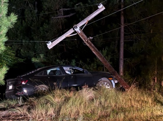 Driver transported after striking pole in Eagle Springs