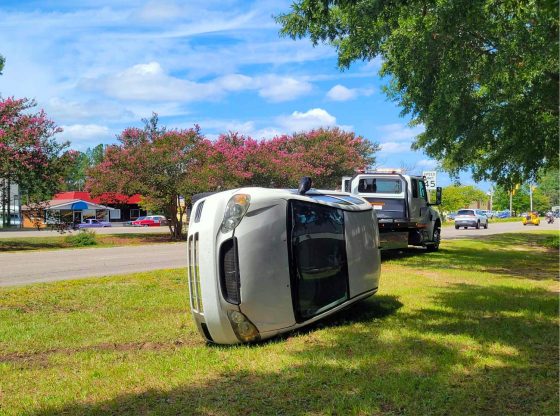 Car overturns near busy Aberdeen intersection