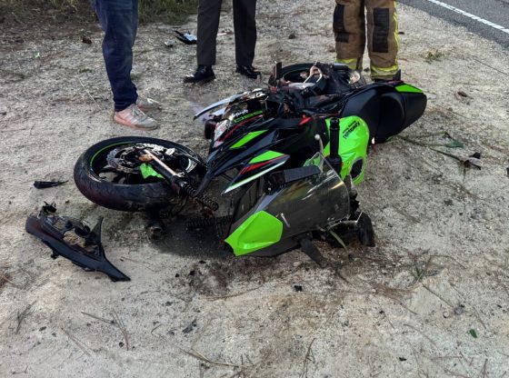 Rider transported after crashing motorcycle in Lobelia