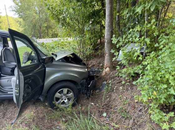 Two transported after car strikes tree near Carthage