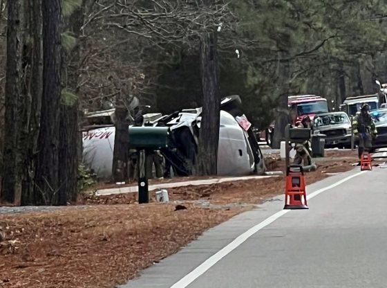 Person airlifted after propane truck flips