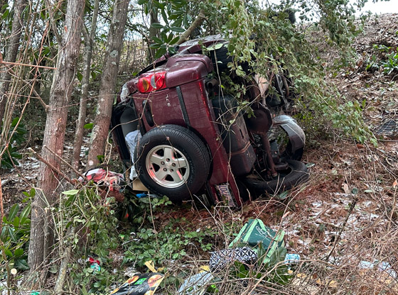 Icy bridge leads to two wrecks 