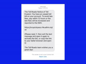 State officials warn not to click on toll road texts