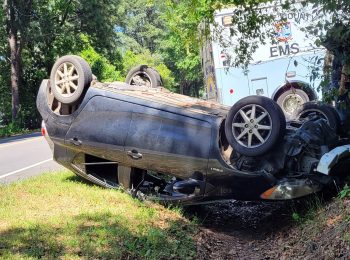 Car flips in Southern Pines