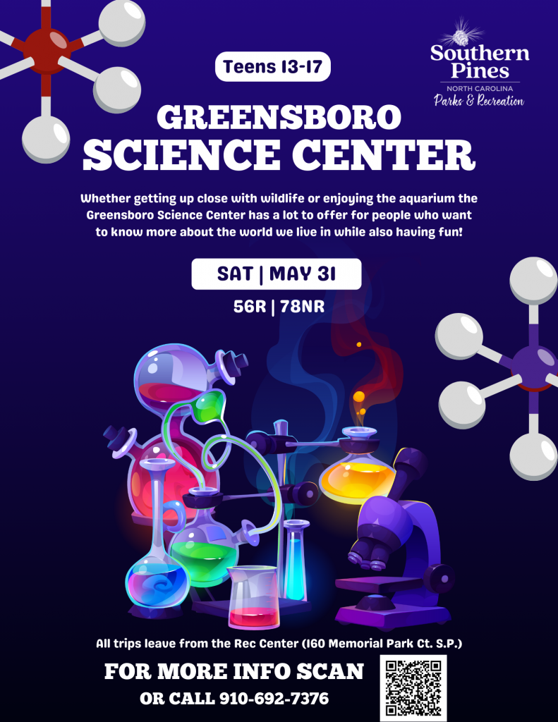 Greensboro Science Center trip for teens - May 31