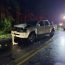 Man, dog uninjured after crashing into downed tree