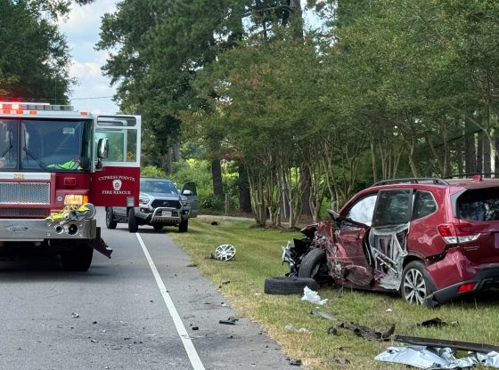 Near head-on collision sends four to hospital