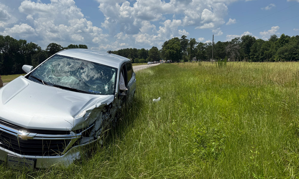 Near head-on collision sends four people to hospital