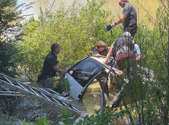 First responders save two from car crash into pond