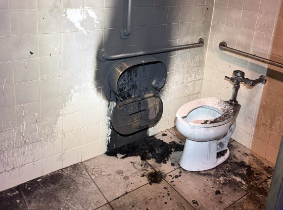 Investigation underway after fire intentionally set in park restroom