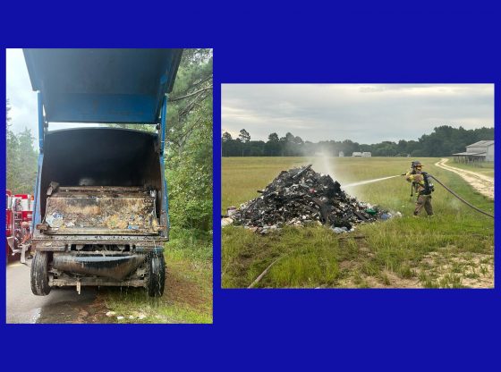 Trash truck catches fire in Vass