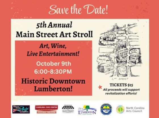 5th Annual Main Street Art Stroll in Historic Downtown Lumberton - Oct. 9