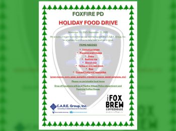 Foxfire Police Department holiday food drive - Nov. 10 through Dec. 15