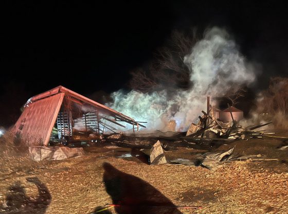 Firefighters battle Whispering Pines barn fire in freezing temperatures