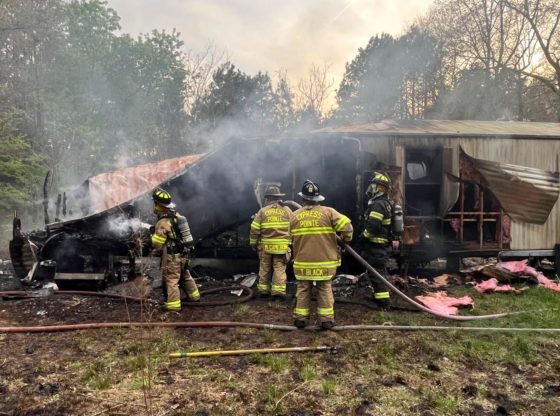 Abandoned mobile home goes up in flames