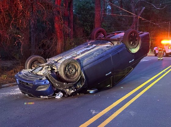 Car breaks utility pole, flips in Southern Pines crash