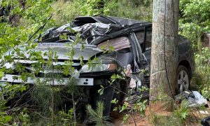 One airlifted after power pole crash Thursday