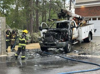 Bucket truck destroyed by fire at Aberdeen townhomes