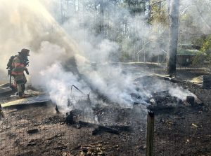 Vehicle, structure burn after Pinebluff outside fire