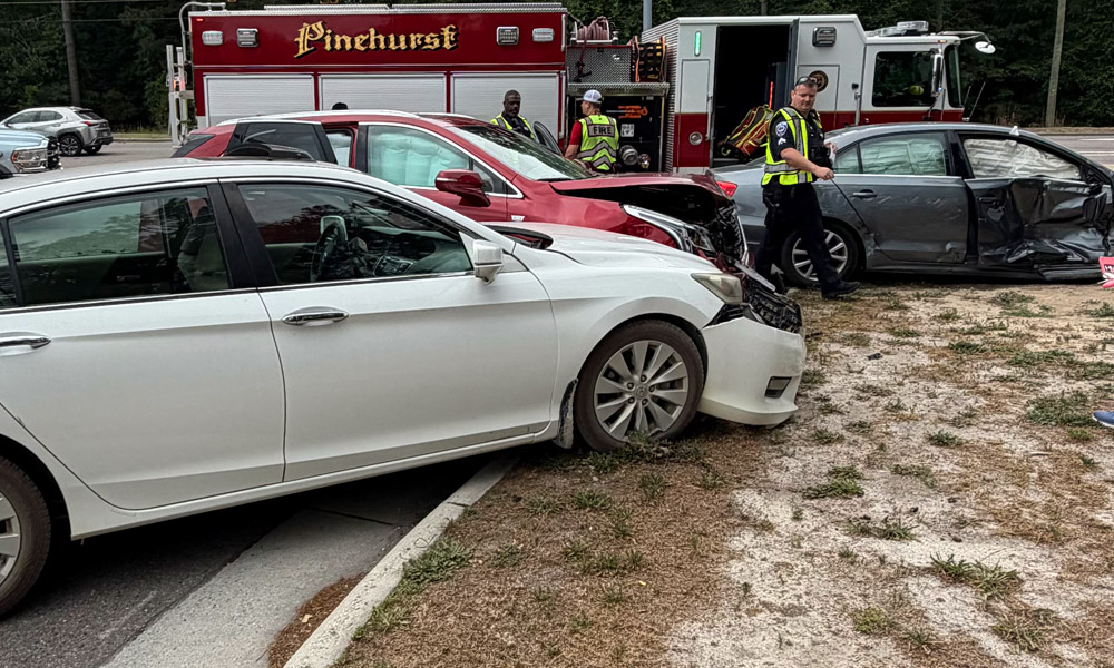 Three cars crash at PineCroft shopping center
