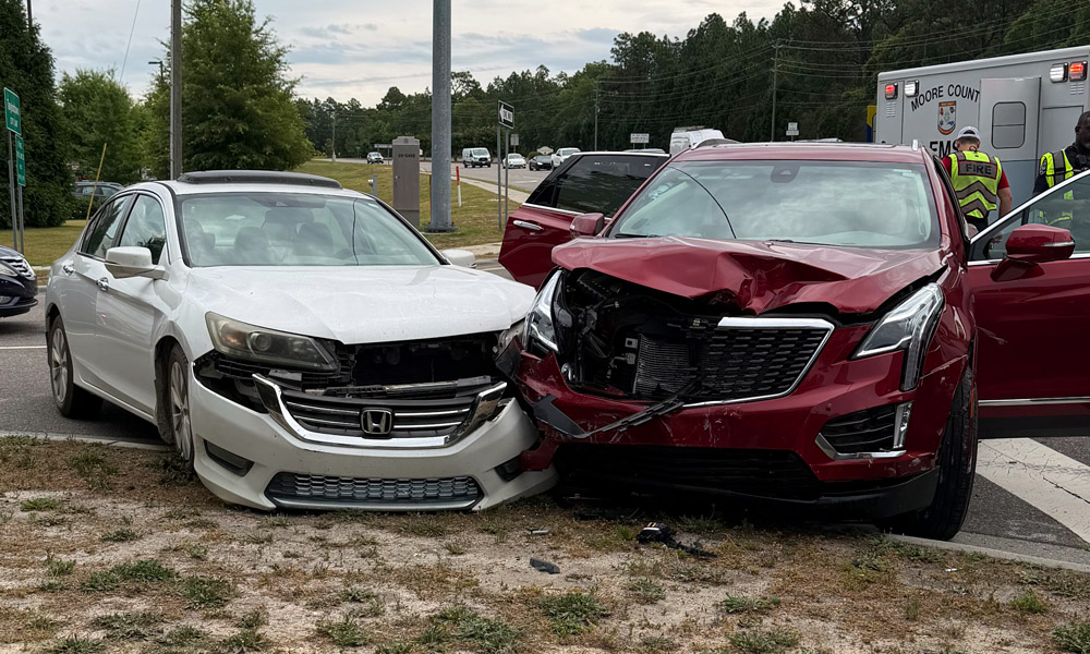 Three cars collide at PineCroft shopping center Tuesday