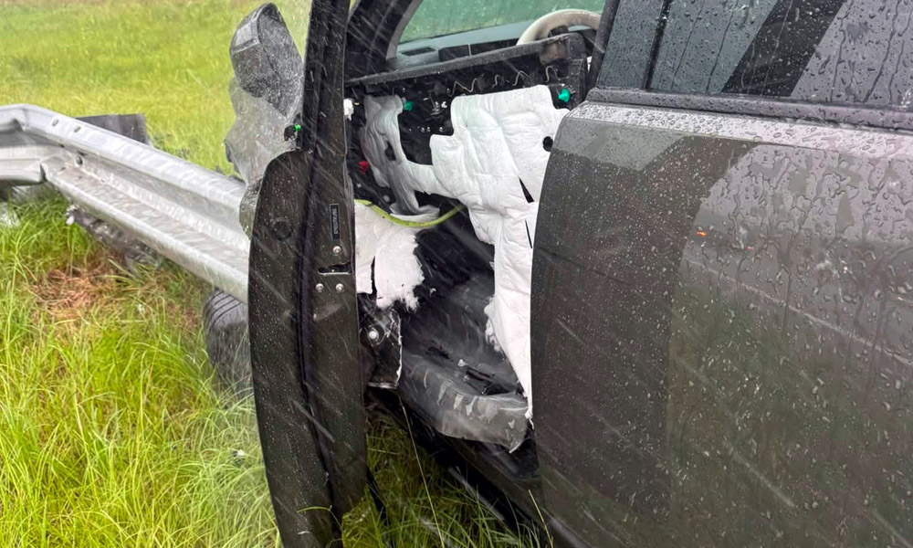 SUV impaled by guardrail in crash during storm Sunday