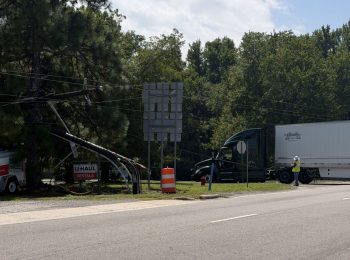Semi-truck downs three utility poles in Aberdeen