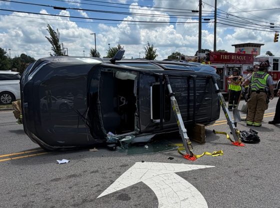 Vehicle flips, driver trapped in Southern Pines collision