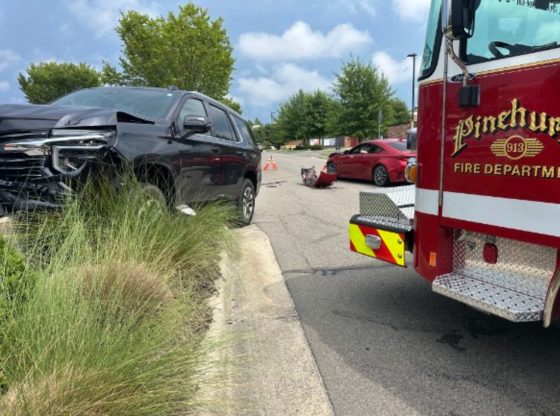 Drivers uninjured after cars collide in Pinecroft parking lot