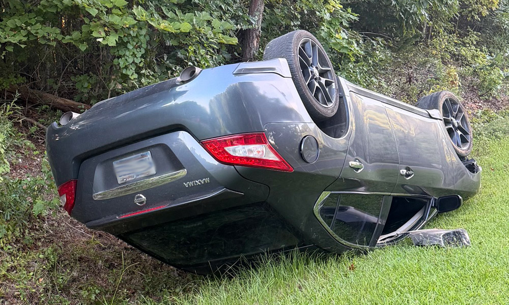 Car overturns while avoiding a deer Friday 