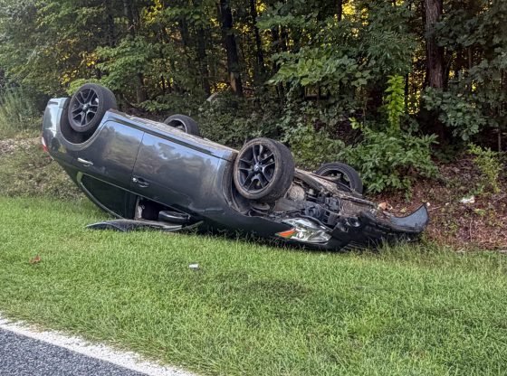 Car overturns while avoiding a deer